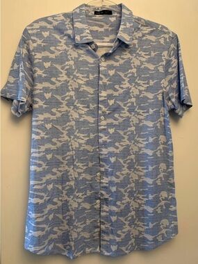 SHEIN Blue and White Camouflage Knit Top